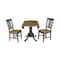 International Concepts Round 42 in Dual Drop Leaf Table, 2 San Remo Side Chairs, Hickory/Washed Coal, 42 W, 42 L, 29.5 in H K45-42DP-C10P - alternate 4